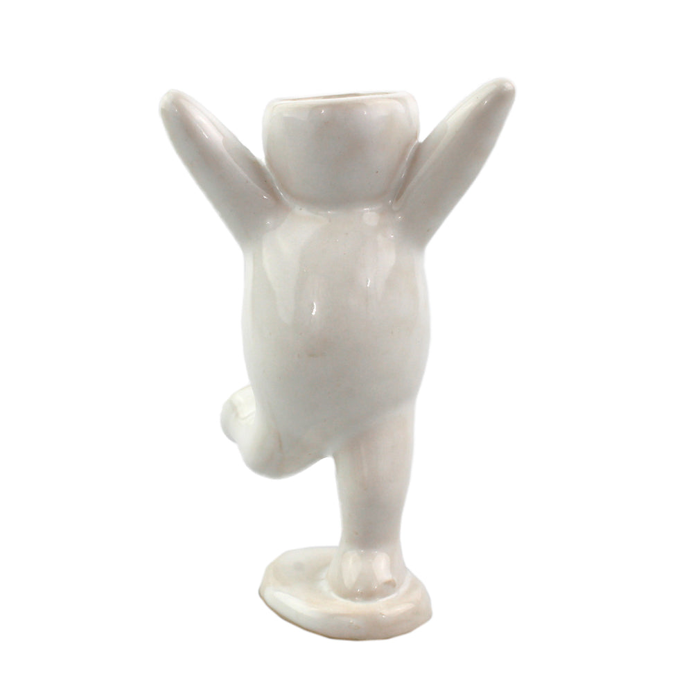 "Happy Cheering Person" Air Head White Ceramic Pot - Air Plant Holder, Succulent, Cactus Planter