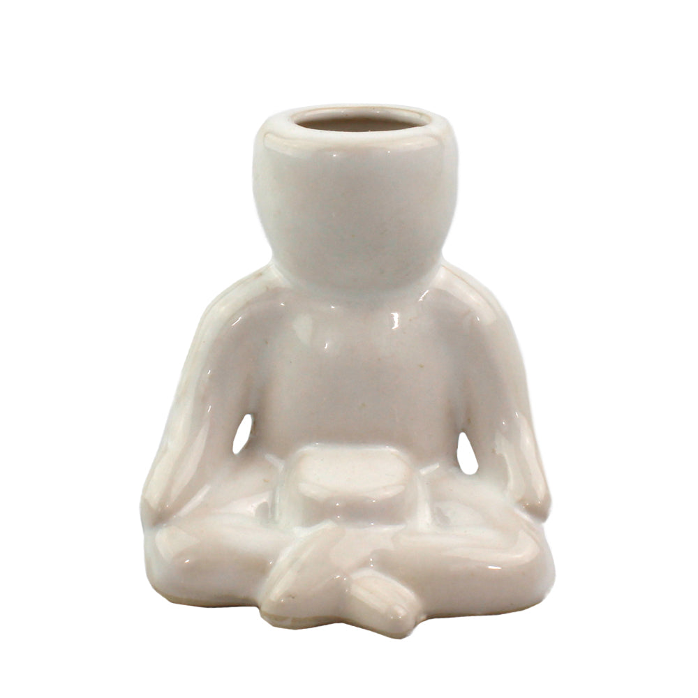 "Meditation Person" Air Head White Ceramic Pot - Air Plant Holder, Succulent, Cactus Planter