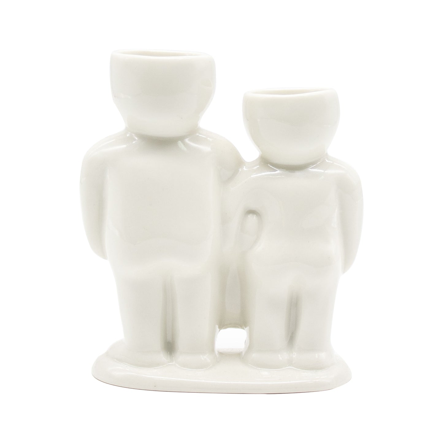 "Couple Carrying Basket" Air Head White Ceramic Pot - Air Plant Holder, Succulent, Cactus Planter