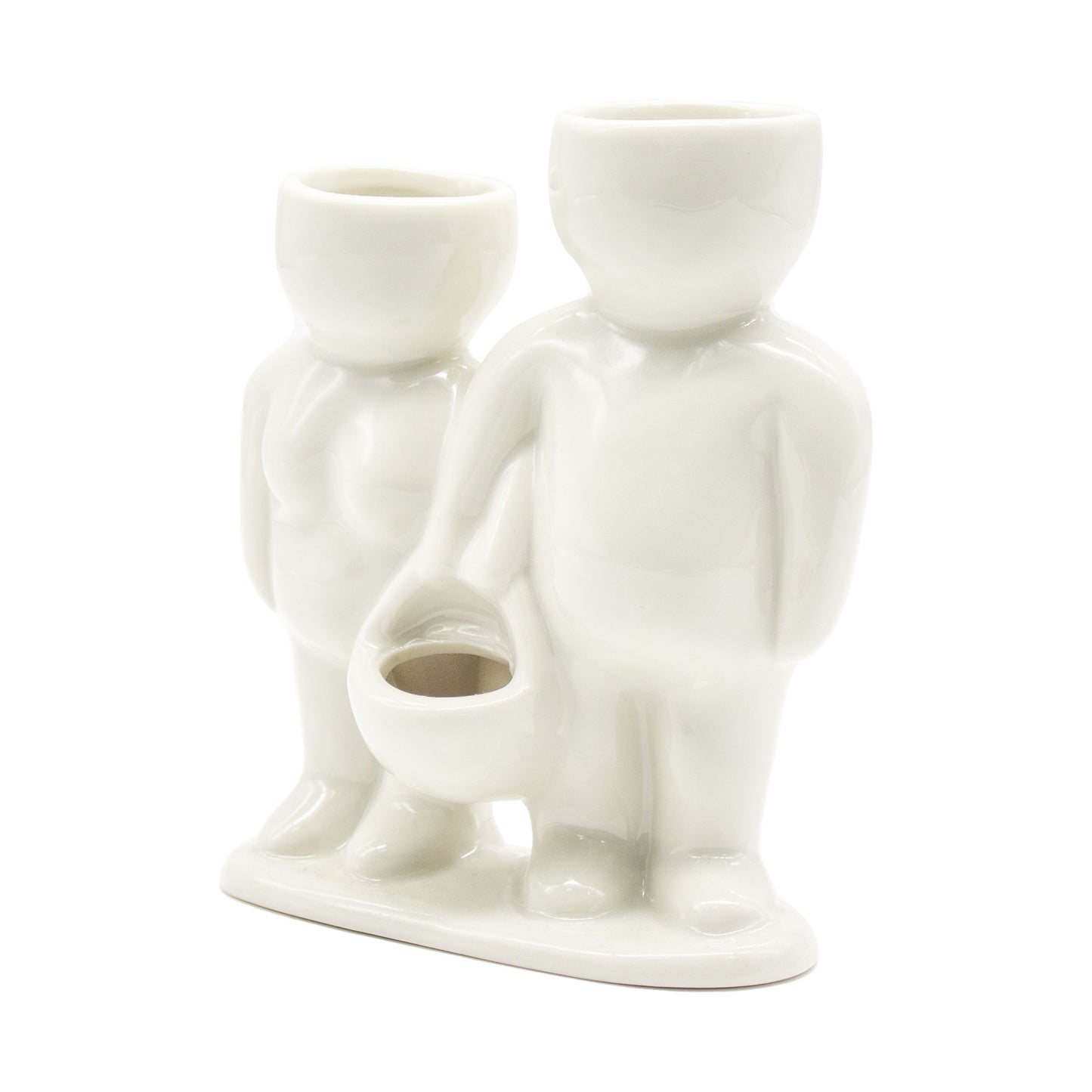 "Couple Carrying Basket" Air Head White Ceramic Pot - Air Plant Holder, Succulent, Cactus Planter