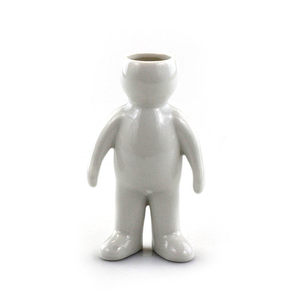 "Man" Air Head White Ceramic Pot