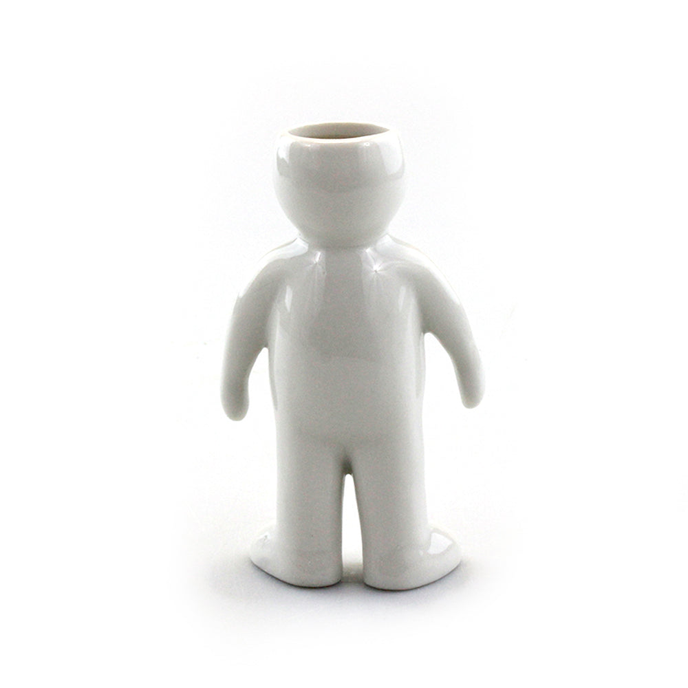 "Man" Air Head White Ceramic Pot