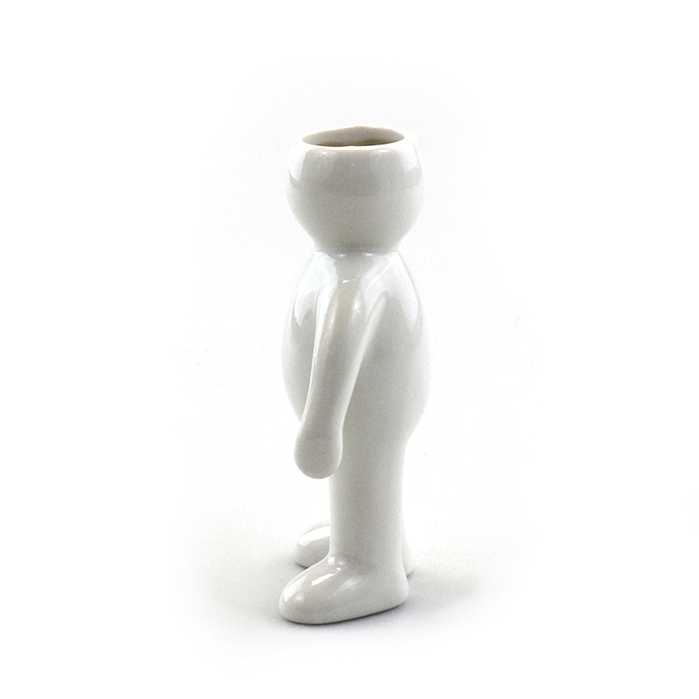 "Man" Air Head White Ceramic Pot