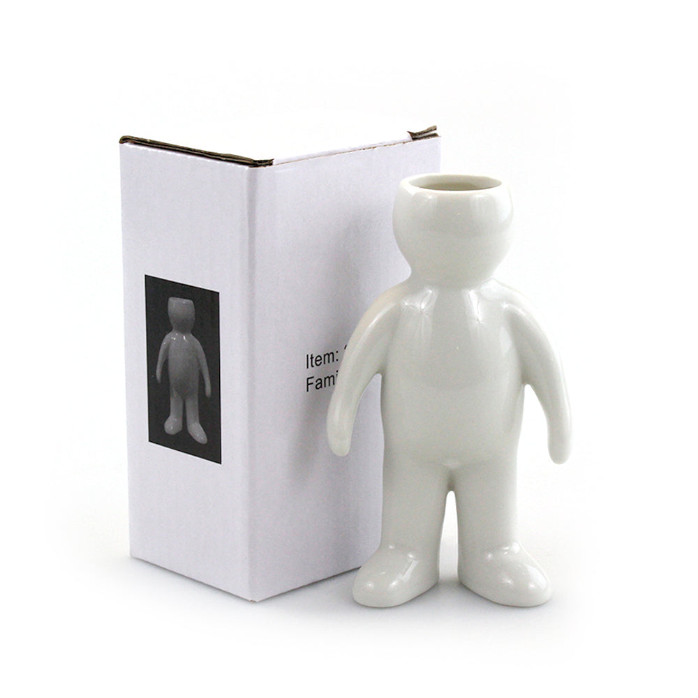 "Man" Air Head White Ceramic Pot