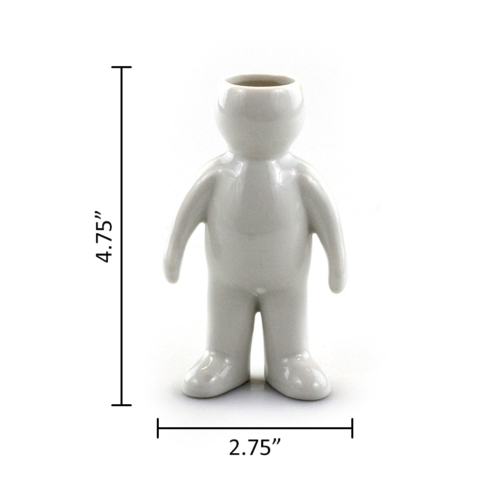 "Man" Air Head White Ceramic Pot