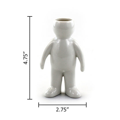 "Man" Air Head White Ceramic Pot