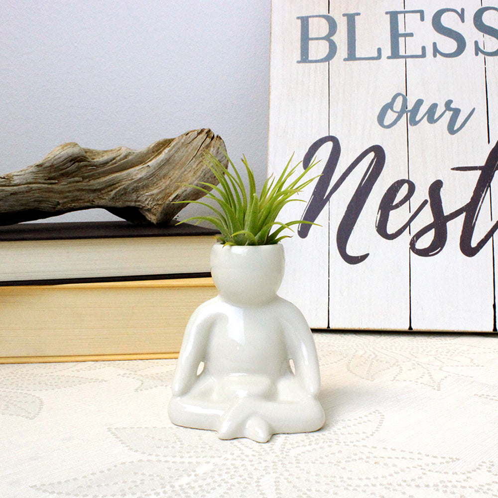 air plant holder person "Meditation Person" Air Head Complete Kit With Live Air Plant