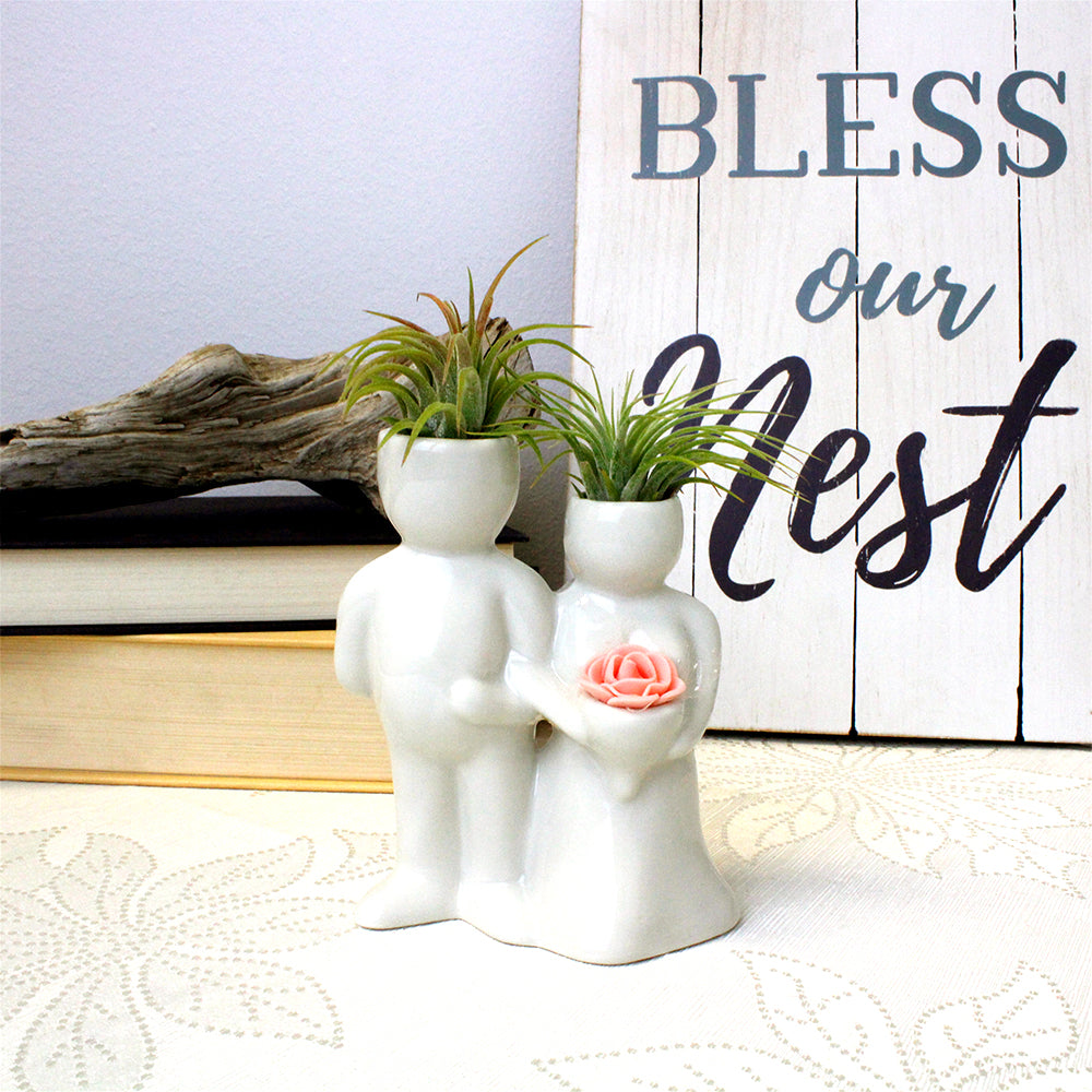 "Wedding Couple" Air Head Complete Kit With Live Air Plant