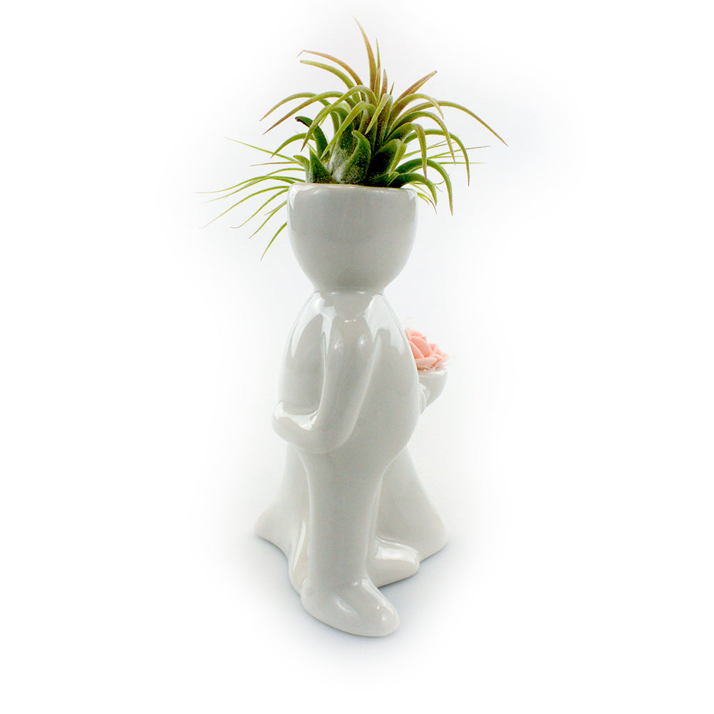 "Wedding Couple" Air Head Complete Kit With Live Air Plant