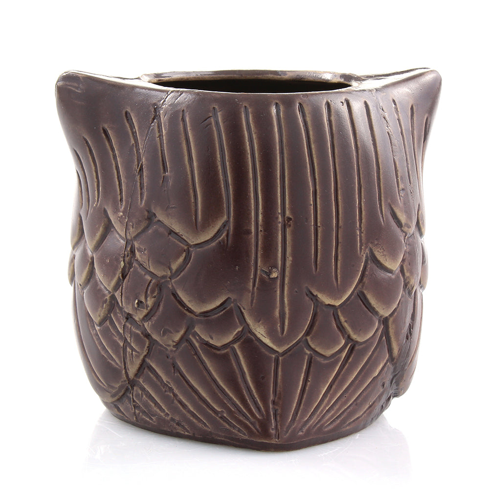 Brown Ceramic Owl Succulent Planter Pot with Drainage