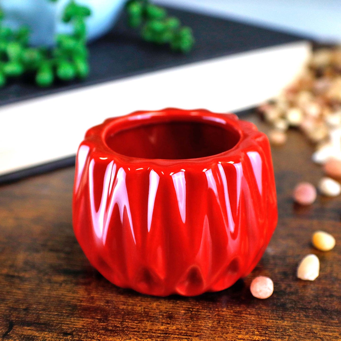 Small Ceramic Glazed Round Planter Vase