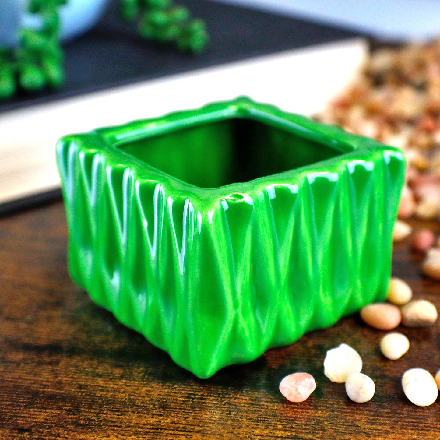 Set of 12 or 24 Square Ceramic Glazed Small Planter Vase