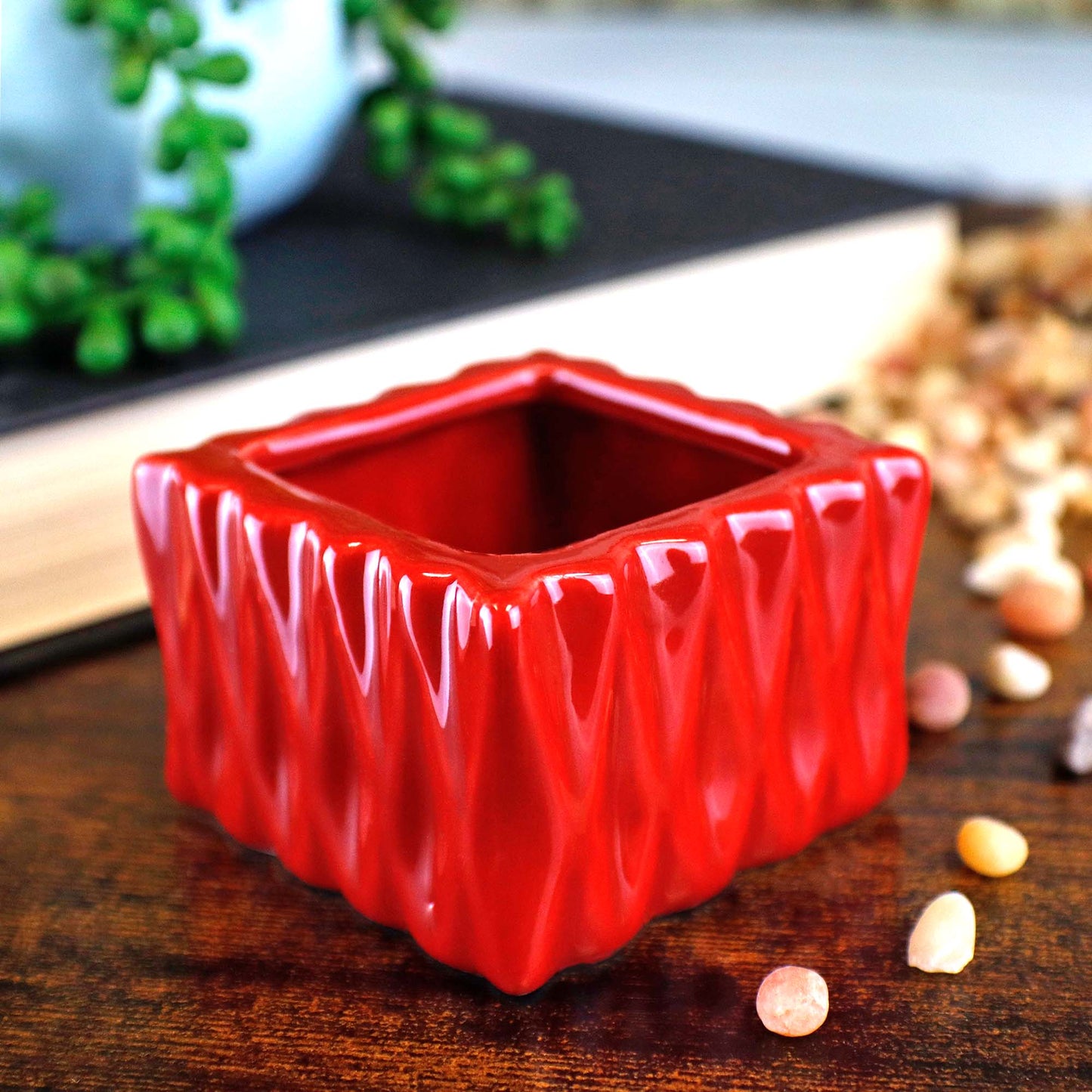 Set of 12 or 24 Square Ceramic Glazed Small Planter Vase