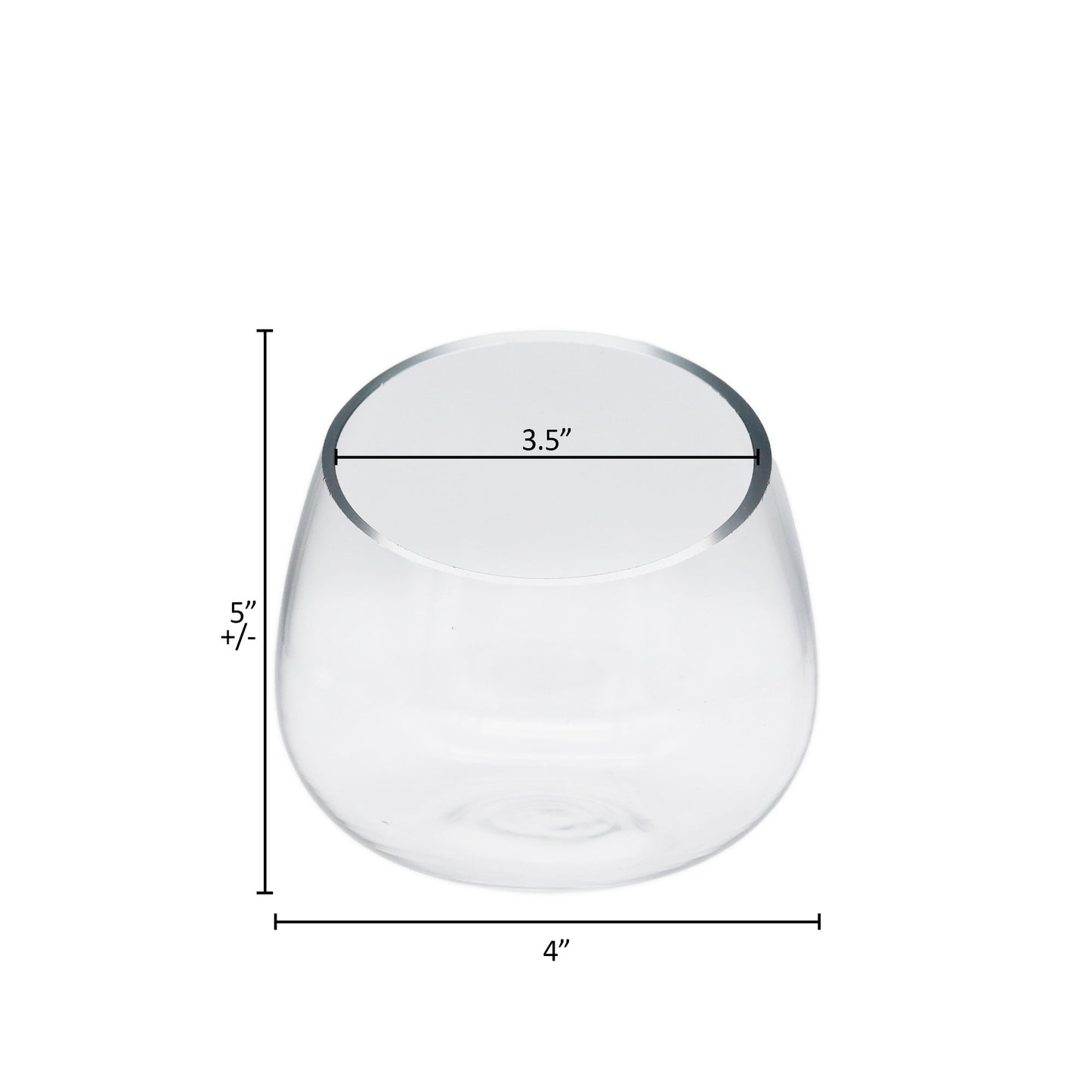 Slanted bowl measurements.