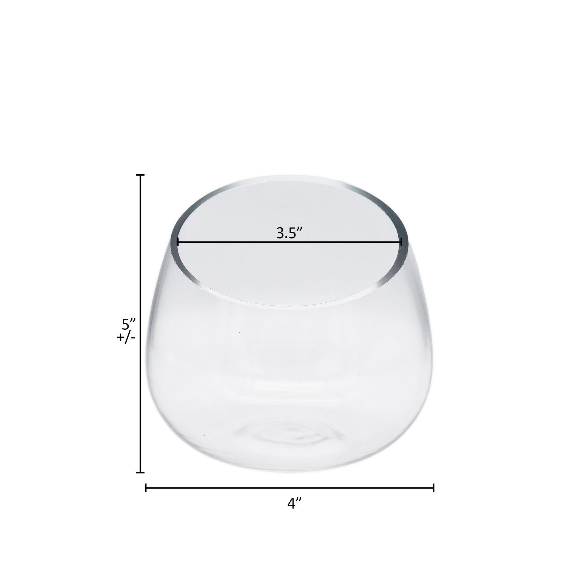 Slanted bowl measurements.
