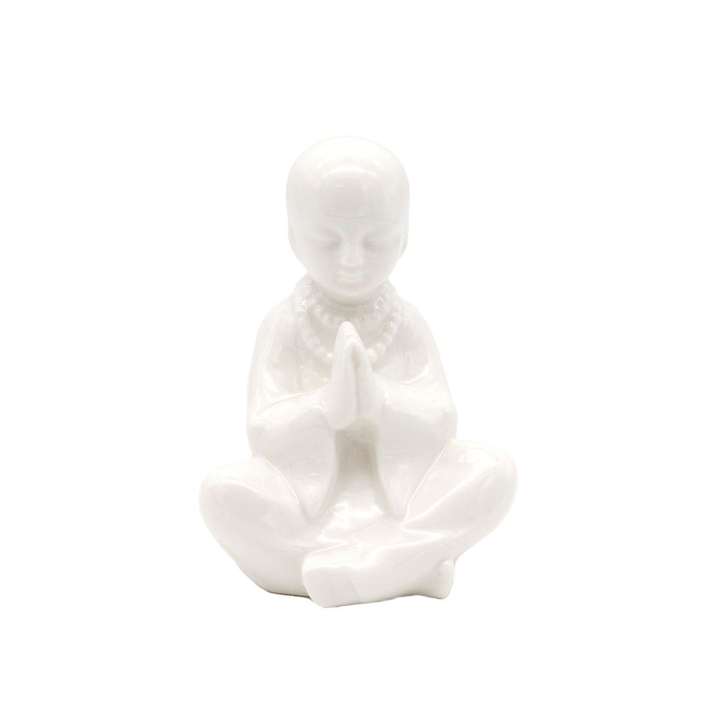 White Glazed Ceramic Buddha Accent