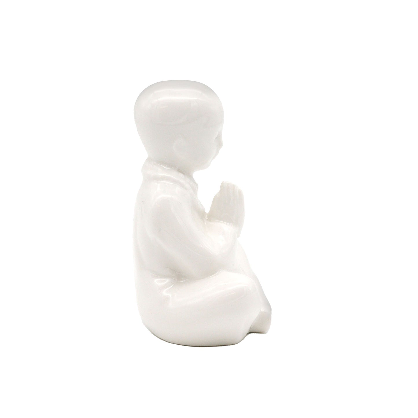 White Glazed Ceramic Buddha Accent