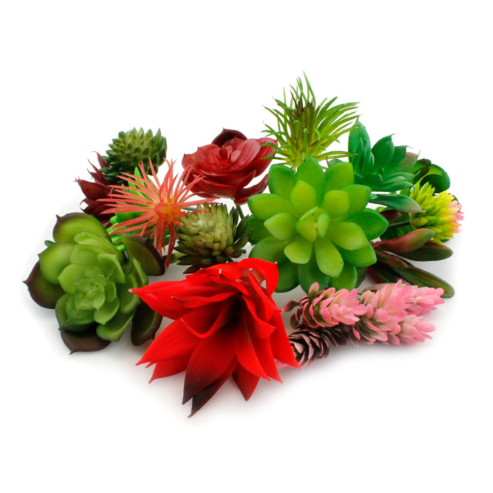 16 Pcs Unpotted Colorful Artificial Succulents