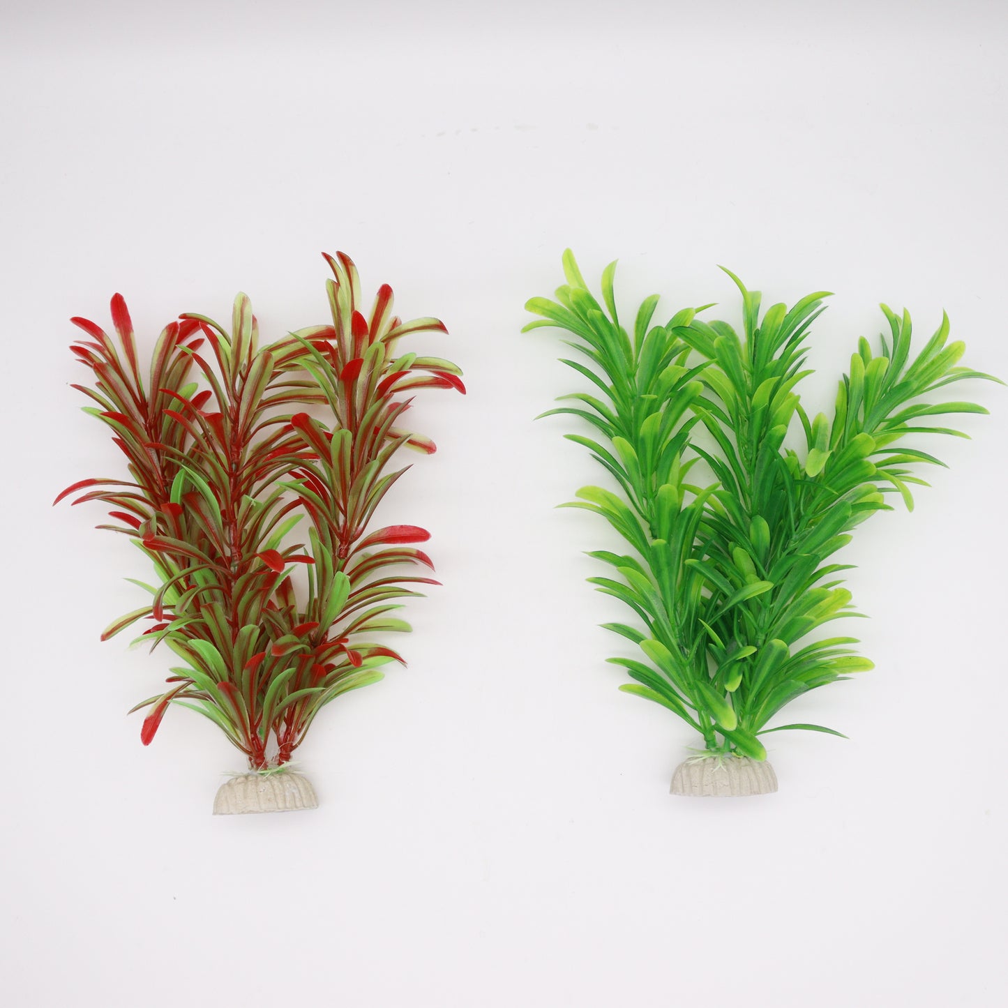 2 Piece Faux Aquarium Artificial Plants - Red and Green Realistic Looking Fish Tank Plant