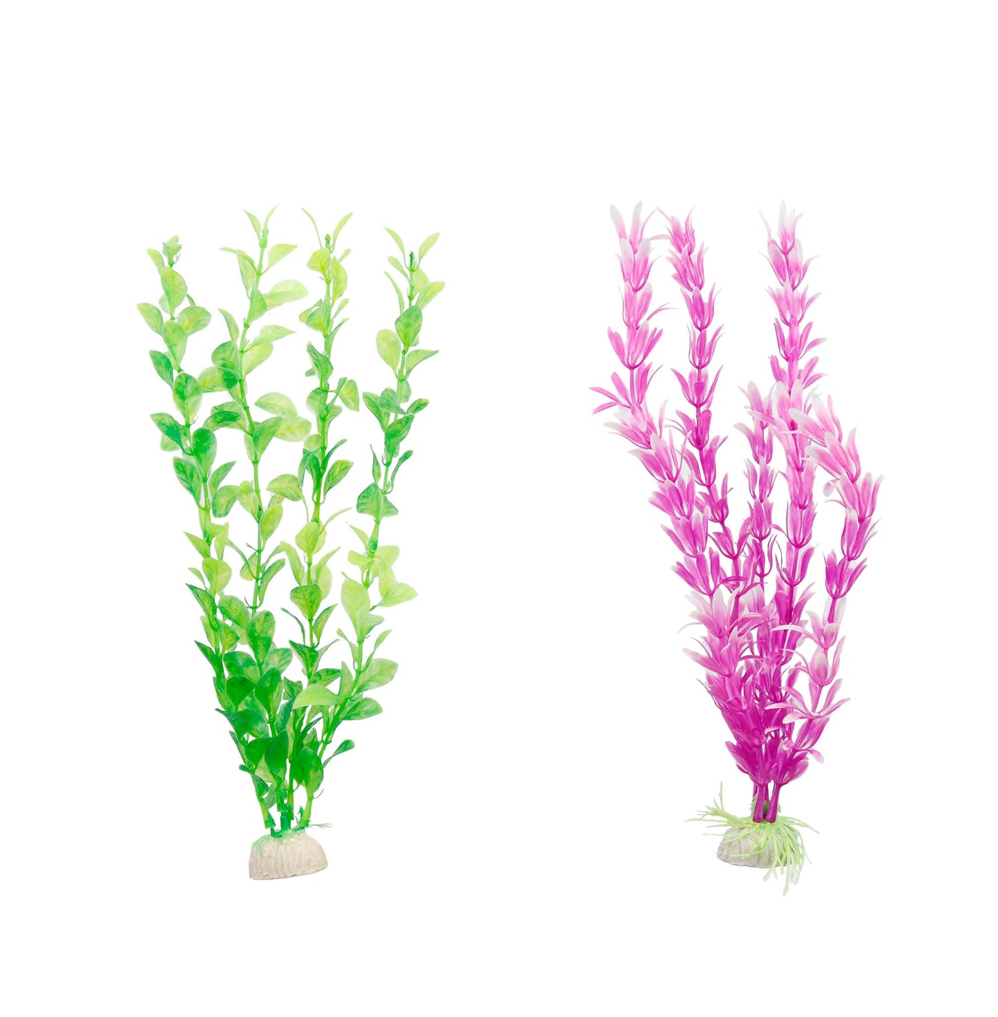 2 Piece Large Faux Aquarium Plant - Green and Pink