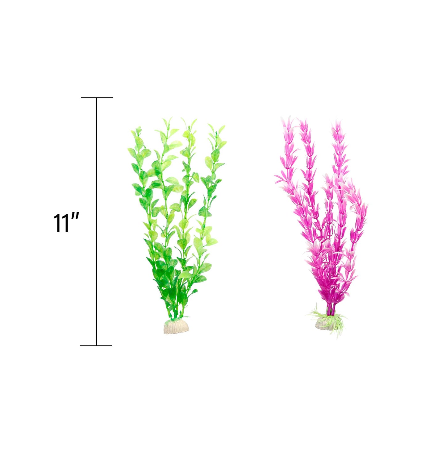 2 Piece Large Faux Aquarium Plant - Green and Pink