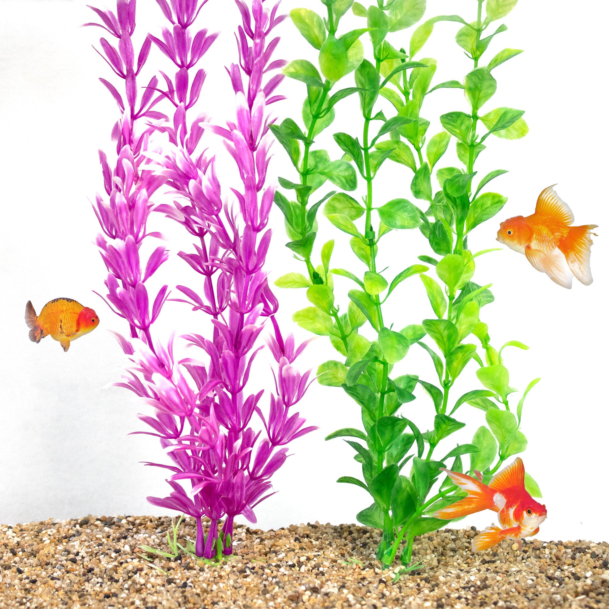 cheap aquarium plastic plants 2 Piece Large Faux Aquarium Plant - Green and Pink