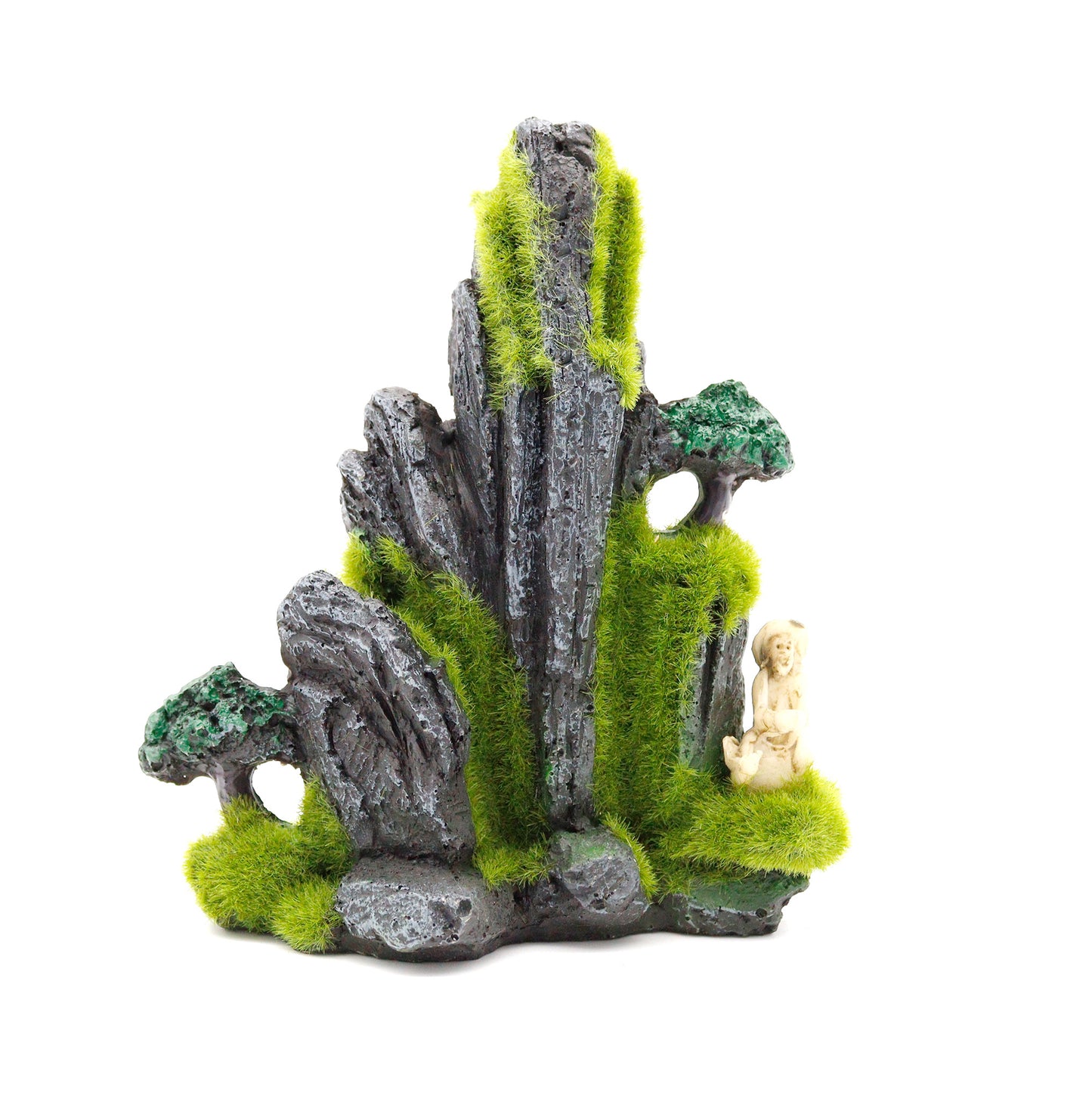 Moss Flocking Mountain and Mossy Mudman Fish Tank Caves