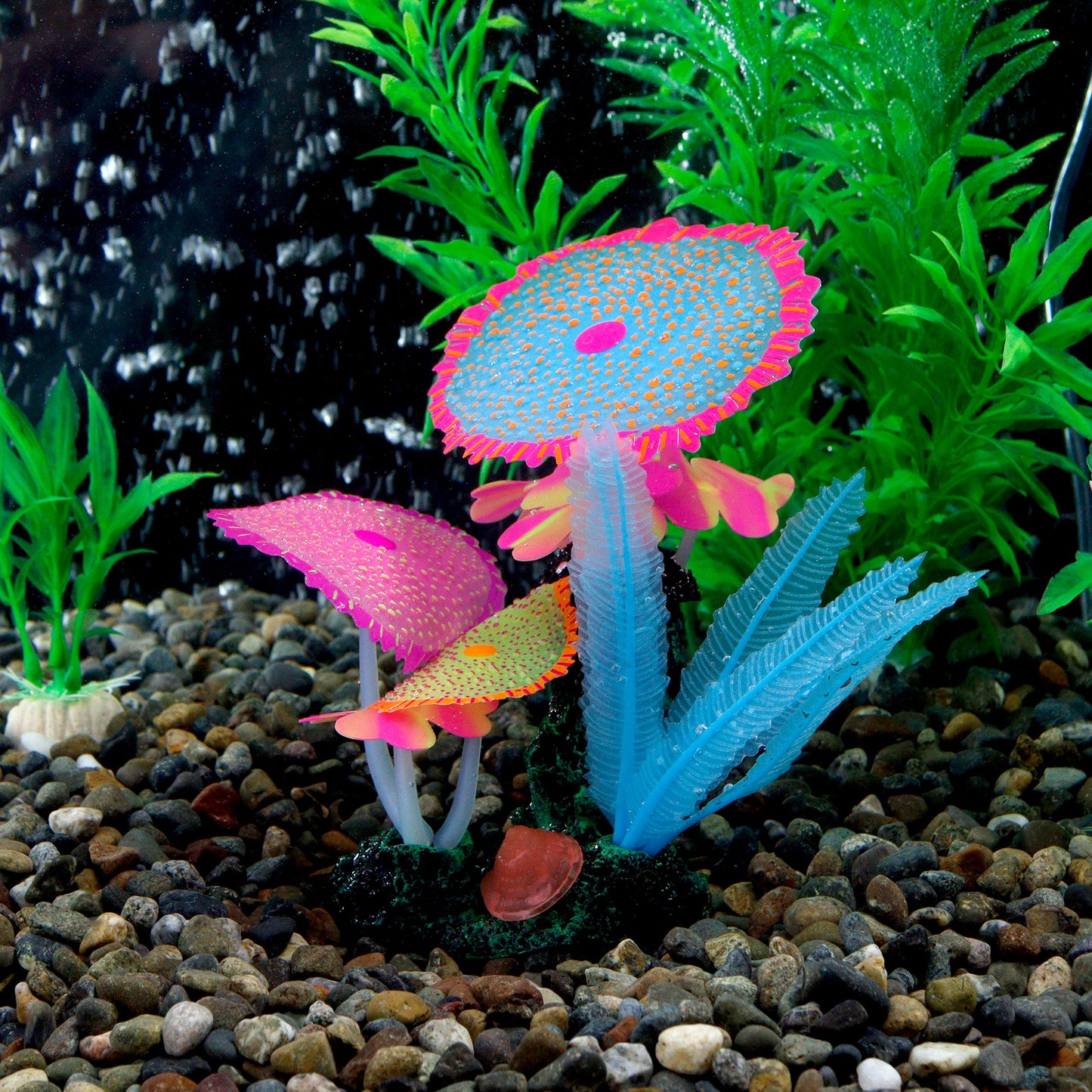 Glow in The Dark Artificial Plants in Rocks for Aquariums - Multiple Colors