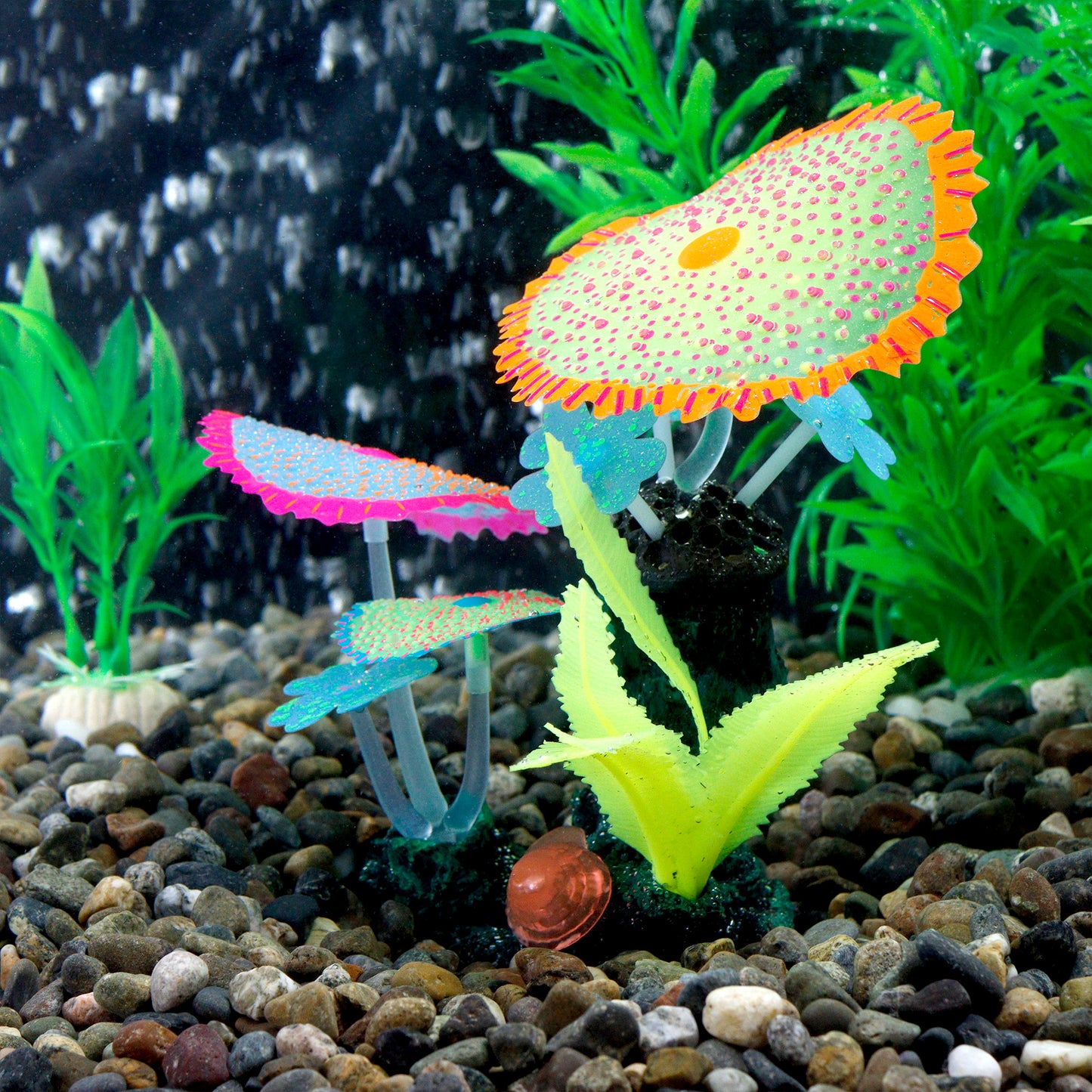 Glow in The Dark Artificial Plants in Rocks for Aquariums - Multiple Colors