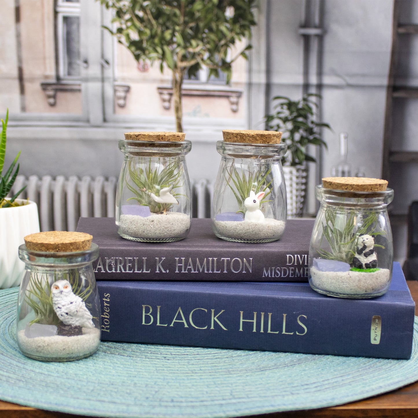 Mini Air Plant Terrarium with Animal Accent Figurine - Set of 12