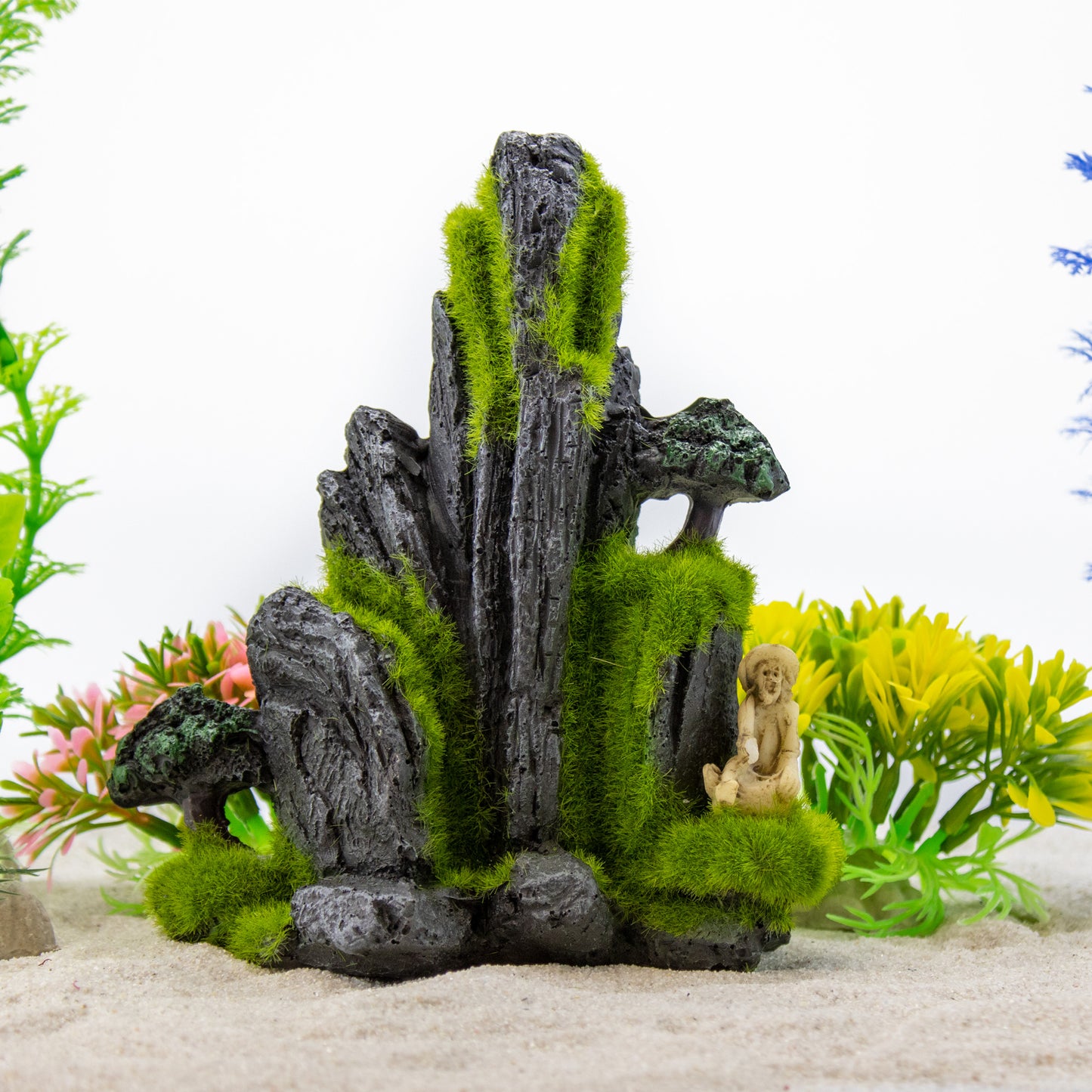 Moss Flocking Mountain and Mossy Mudman Fish Tank Caves