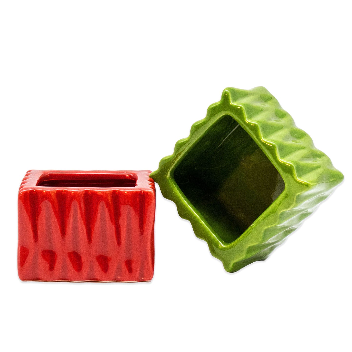 Set of 12 or 24 Square Ceramic Glazed Small Planter Vase