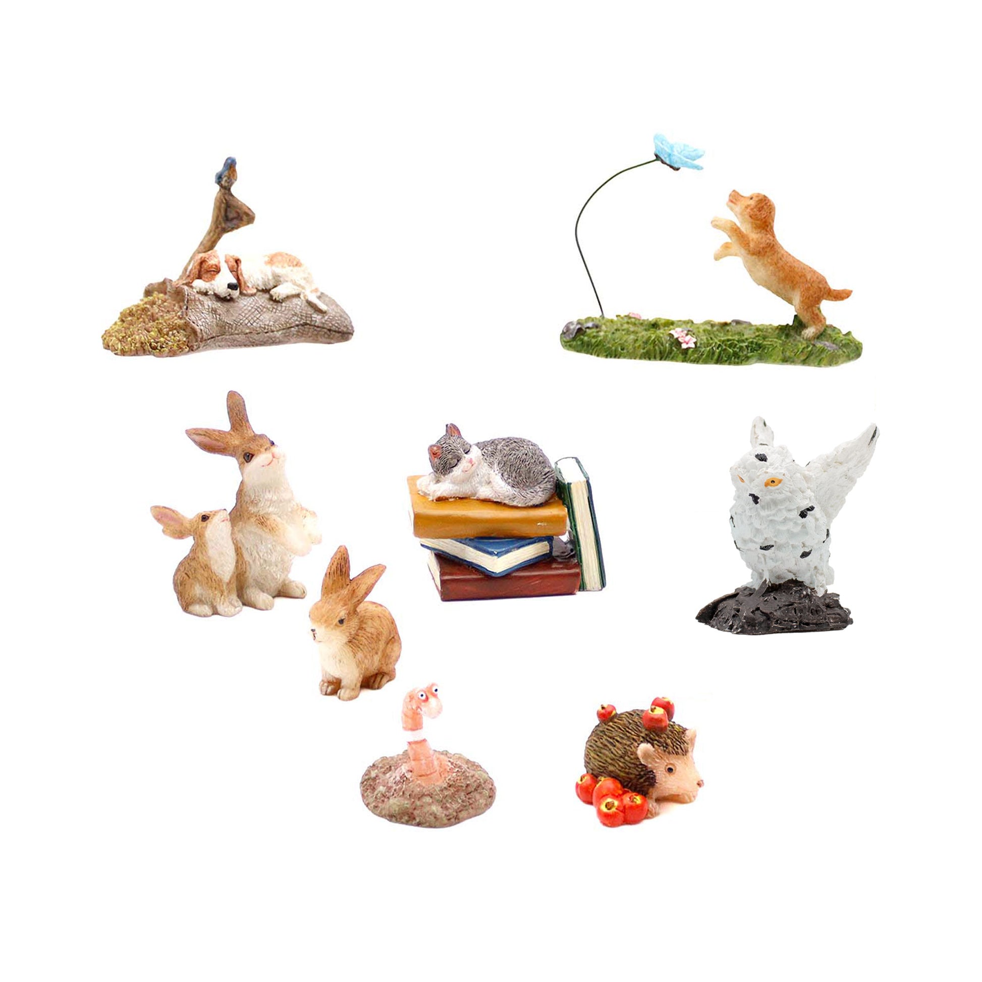 9 Piece animal collection - garden figures, animal garden