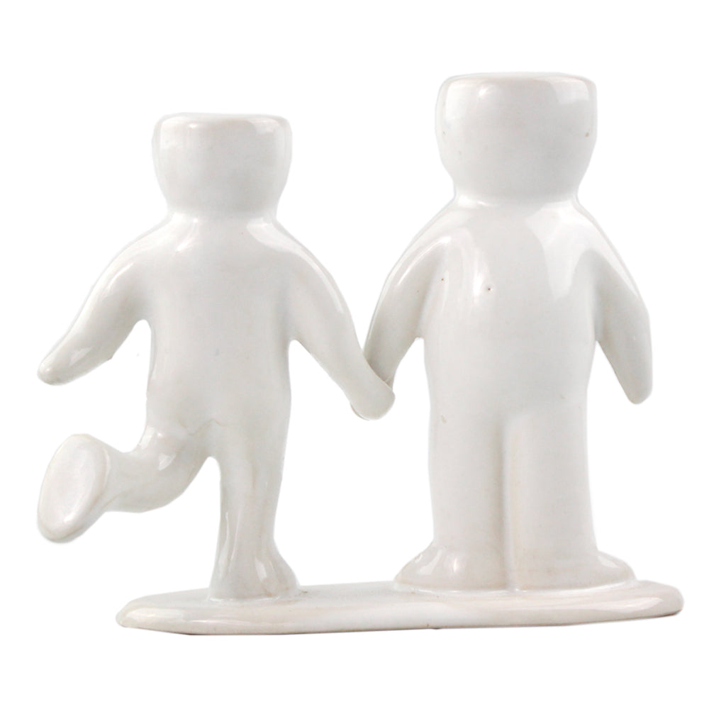 "Happy Couple" Air Head White Ceramic Pot - Air Plant Holder, Succulent, Cactus Planter