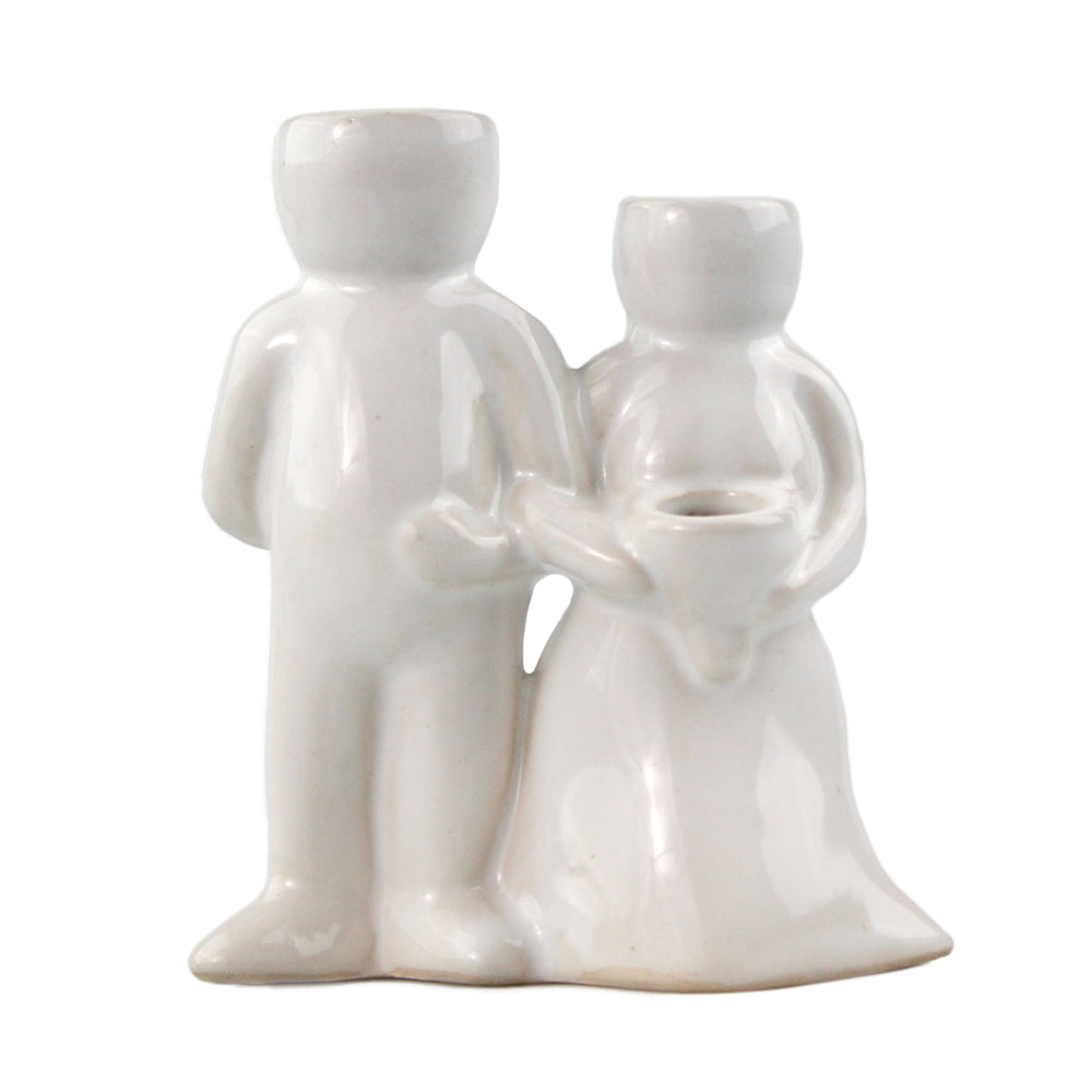 "Wedding Couple" Air Head White Ceramic Pot - Air Plant Holder, Succulent, Cactus Planter