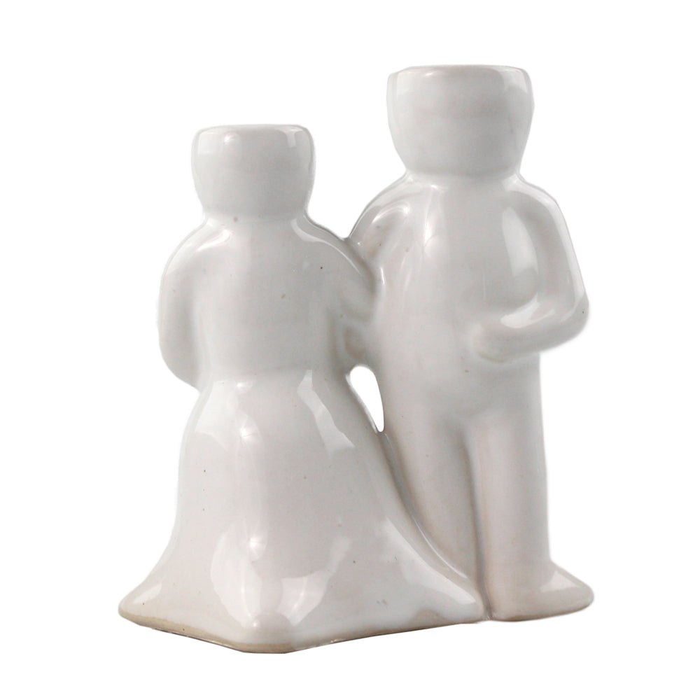 "Wedding Couple" Air Head White Ceramic Pot - Air Plant Holder, Succulent, Cactus Planter