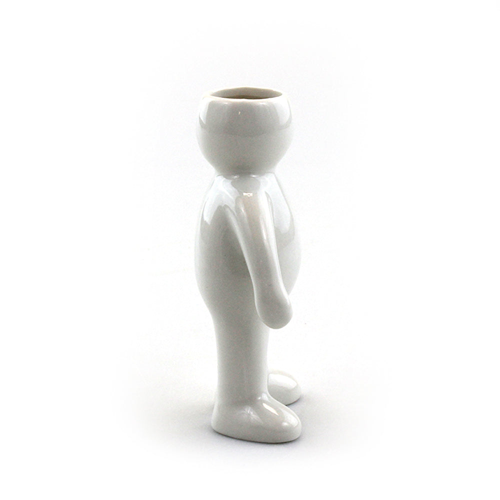 "Man" Air Head White Ceramic Pot