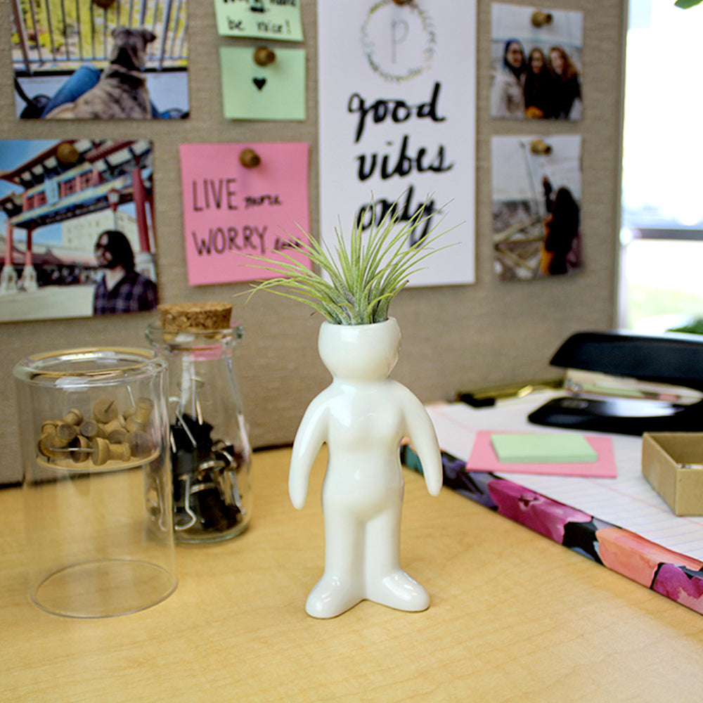 "Woman" Air Head White Ceramic Pot