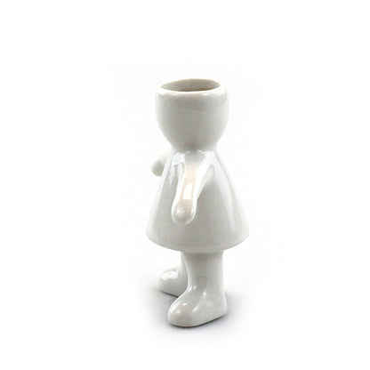 "Girl" Air Head White Ceramic Pot