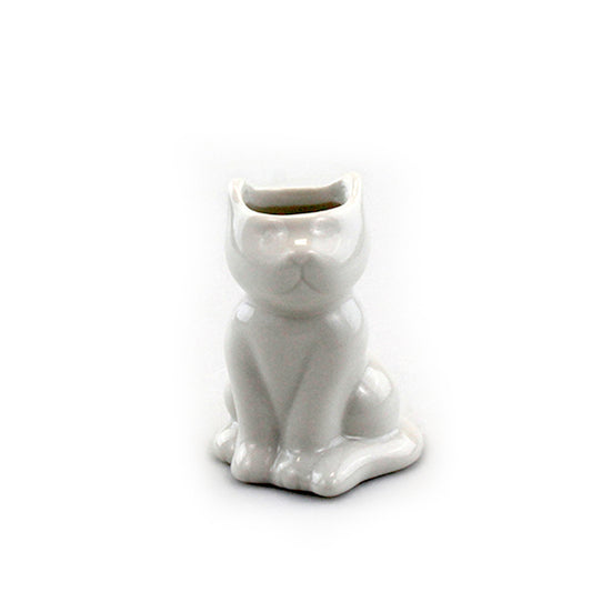 "Cat" Air Head White Ceramic Pot