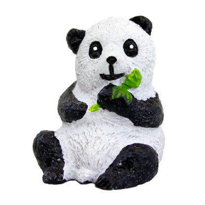 Miniature Sitting Panda Eating Bamboo