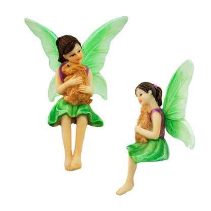 Fairy With Bunny | Polyresin Hand-Painted Fairy