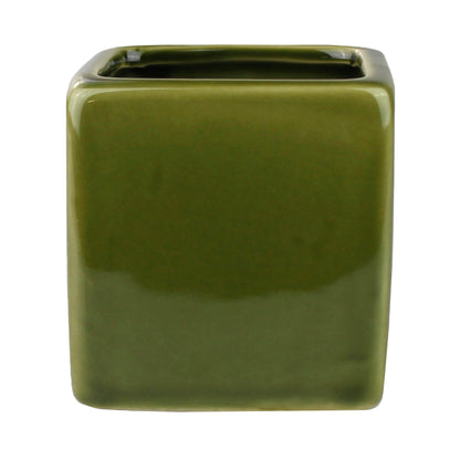 Green Square Butterfly Design Planter Pot