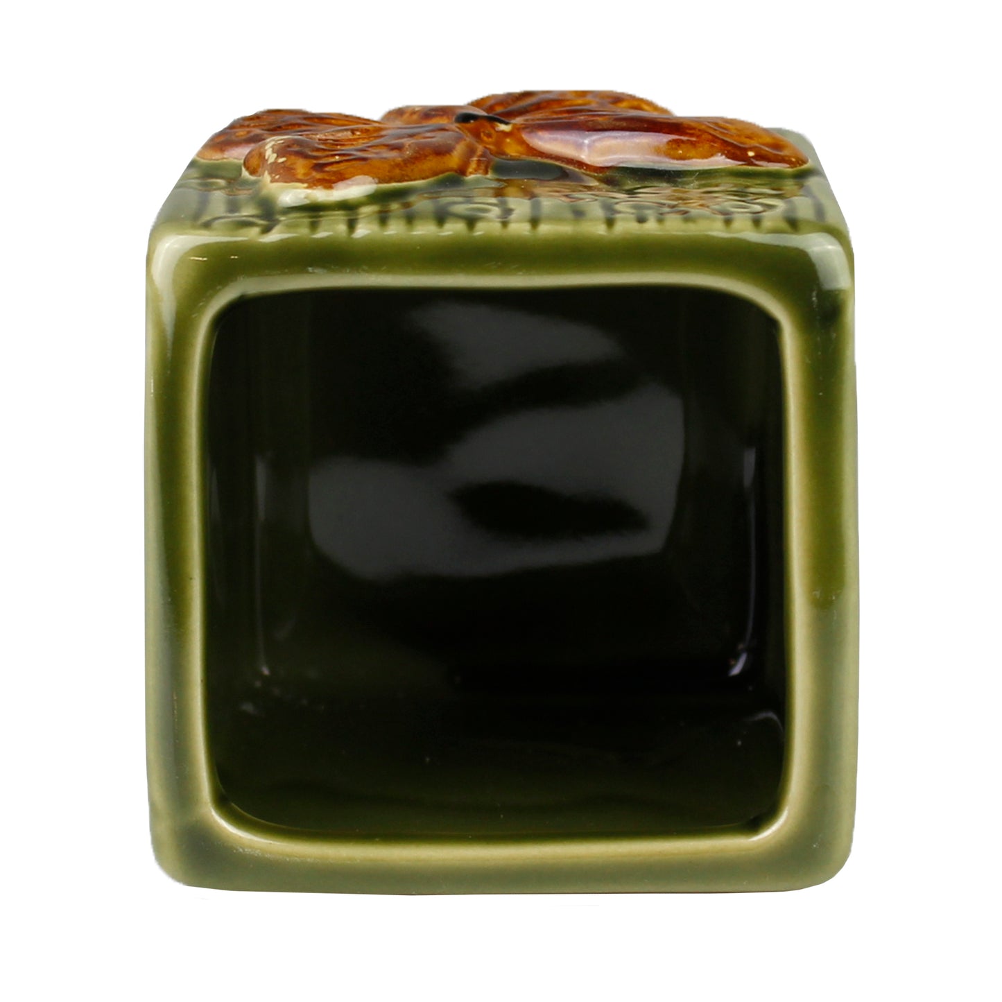 Green Square Butterfly Design Planter Pot