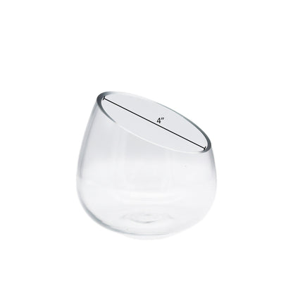 Slanted clear glass bowl