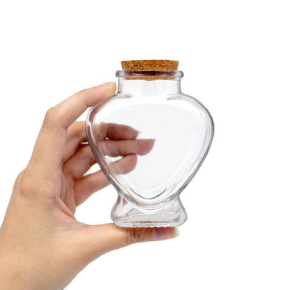 Heart Shaped Glass Cork Bottle