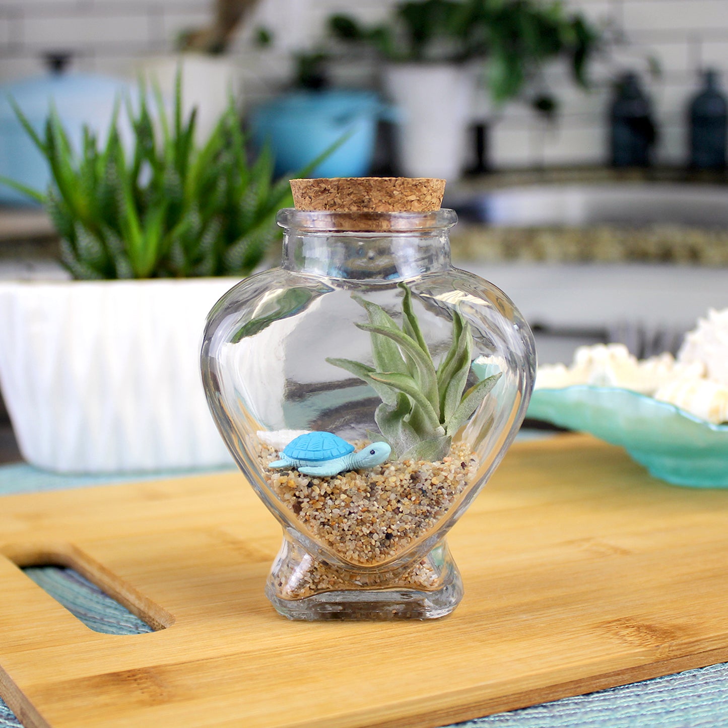 Heart Shaped Glass Cork Bottle