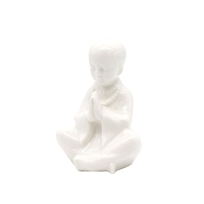 White Glazed Ceramic Buddha Accent