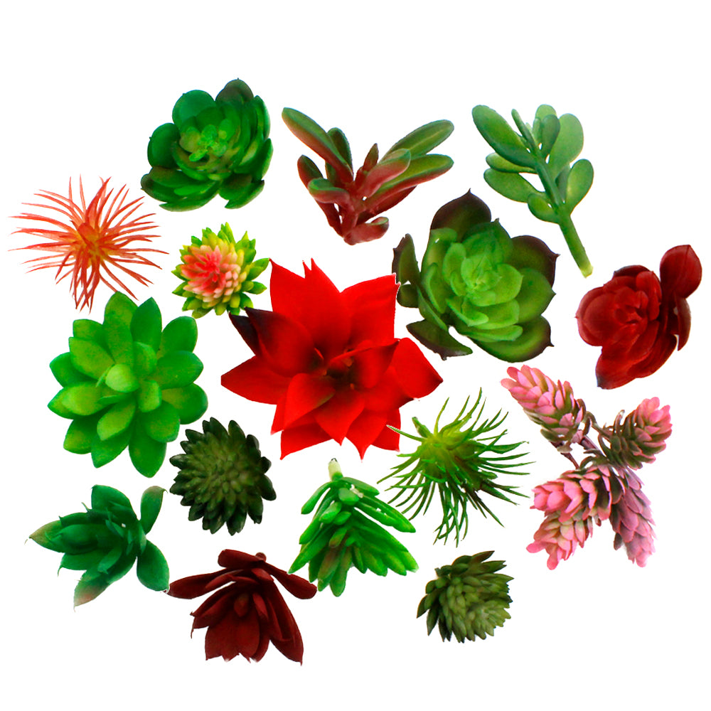 16 Pcs Unpotted Colorful Artificial Succulents