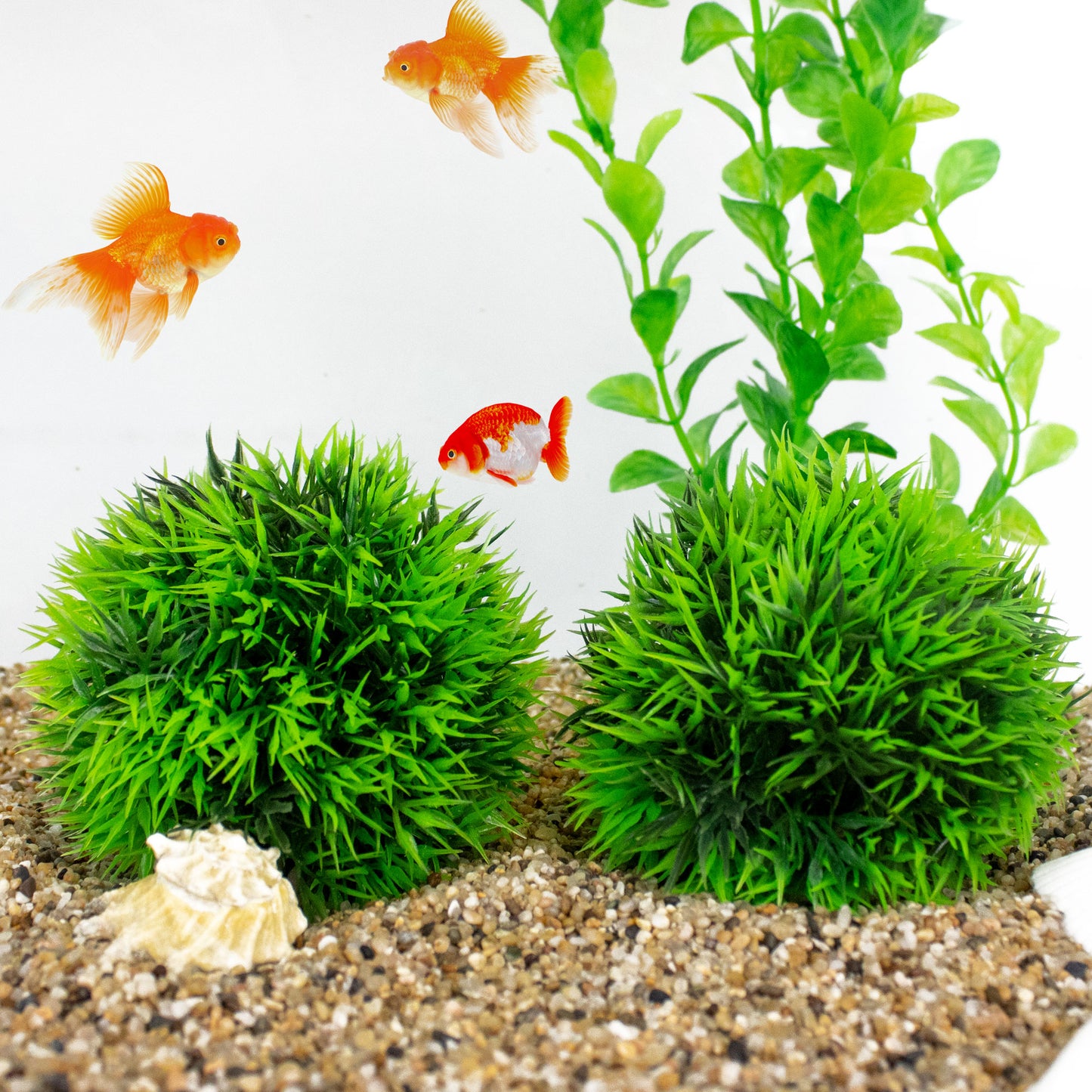 Set of 2 Artificial 4-Inch Marimo Ball Plants for Aquariums